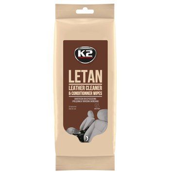Серветки вологі K2 Letan Leather Cleaner & Conditionner Wipes для очищення шкіряної оббивки 24 шт (K210) K20509 фото
